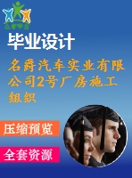 名爵汽車實(shí)業(yè)有限公司2號(hào)廠房施工組織設(shè)計(jì)-建筑工程管理施工組織設(shè)計(jì)論文（開題報(bào)告、任務(wù)書、畢業(yè)論文、圖紙、進(jìn)度全套畢業(yè)資料）